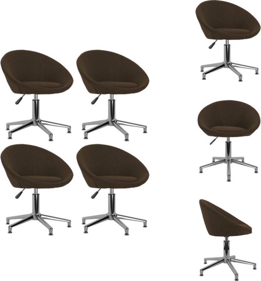 VidaXL Draaibare Eetkamerstoelen Donkerbruin 66.5 x 58.5 x (68 80) cm Trendy design Eetkamerstoel