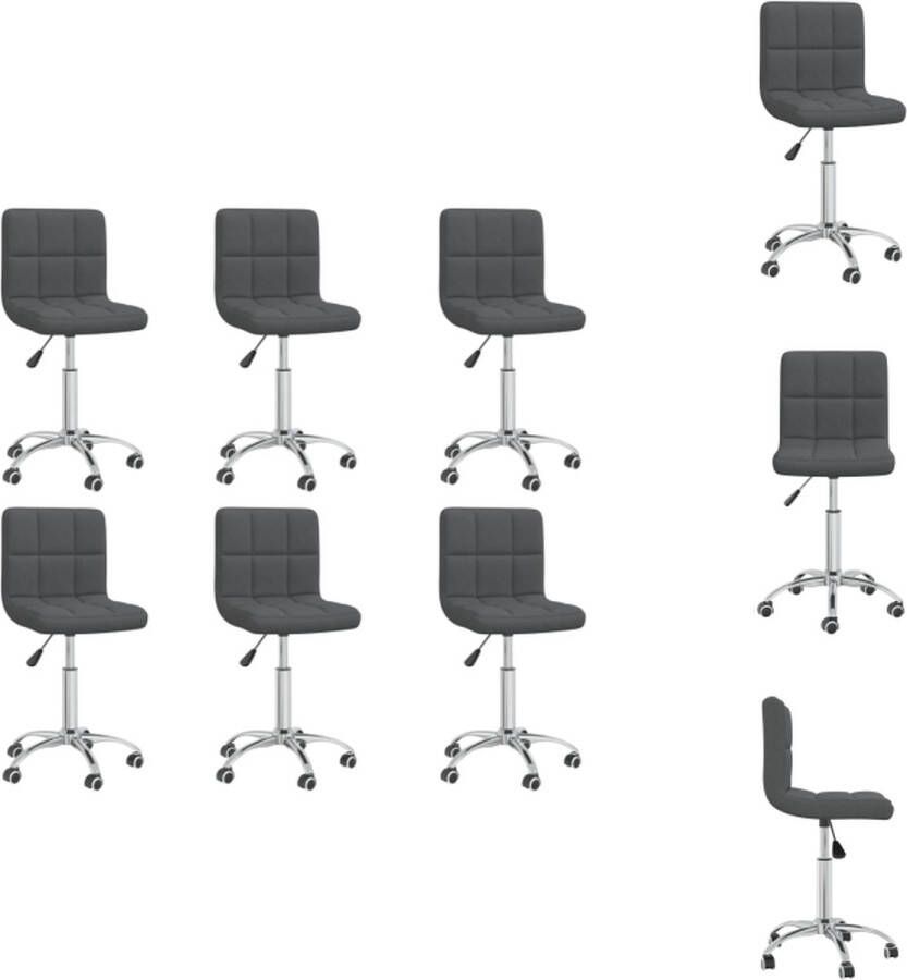 vidaXL Draaibare Eetkamerstoelen Donkergrijs 40 x 47 x (74.5-86) cm Set van 6 Eetkamerstoel