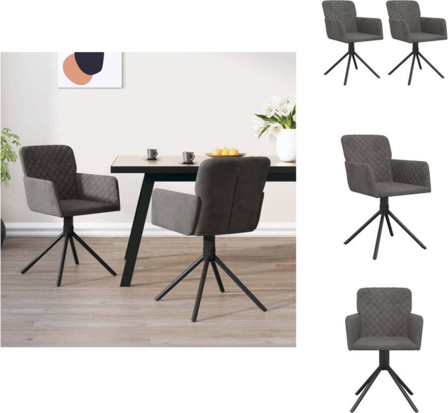 VidaXL Draaibare Eetkamerstoel Draaibare Eetkamerstoelen Eetkamerstoel Keukenstoel Eetkamerstoelen draaibaar 2 st fluweel donkergrijs