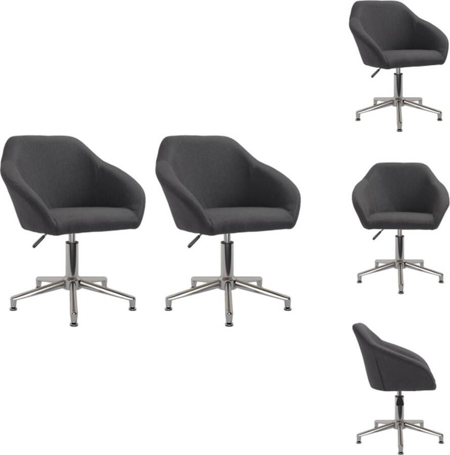 vidaXL Draaibare Eetkamerstoelen Donkergrijs 63 x 56 x 76-88 cm Eetkamerstoel