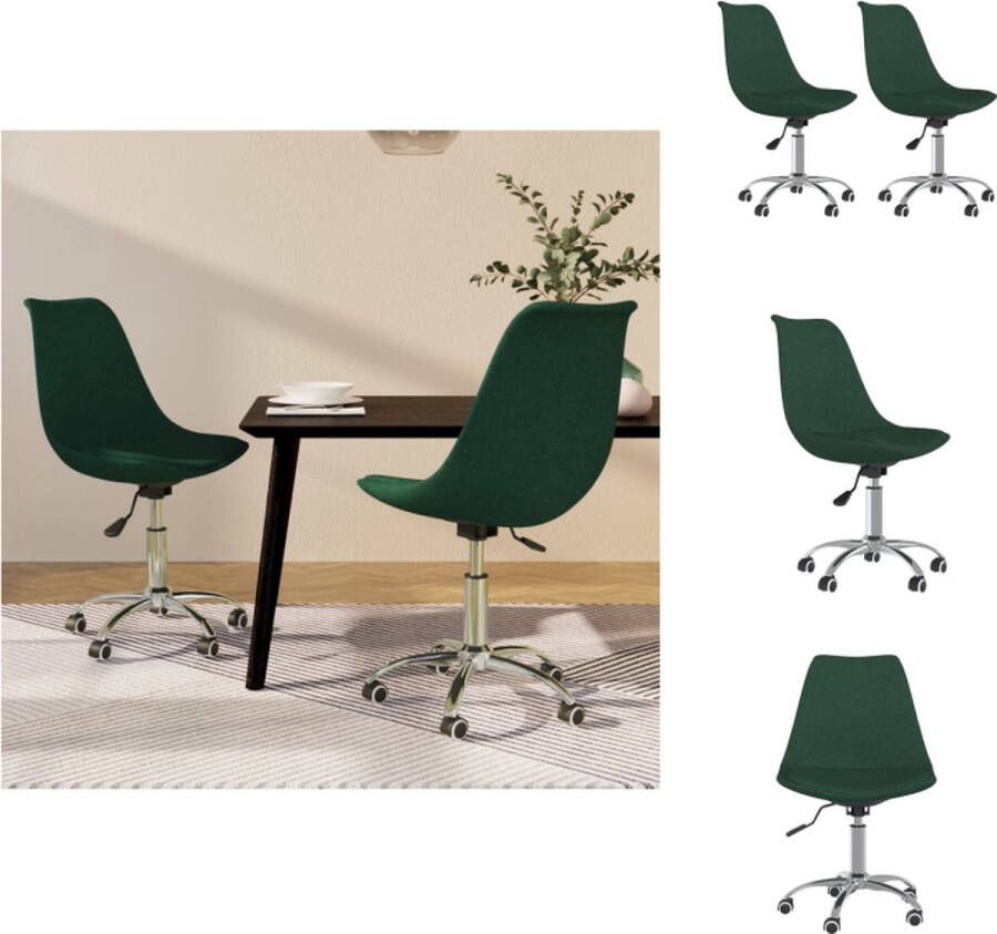 vidaXL Draaibare Eetkamerstoelen Donkergroen 48 x 58 x (81-93) cm Gasveermechanisme 360 graden draaibaar Stabiel frame Inclusief zwenkwielen 2 stuks Eetkamerstoel