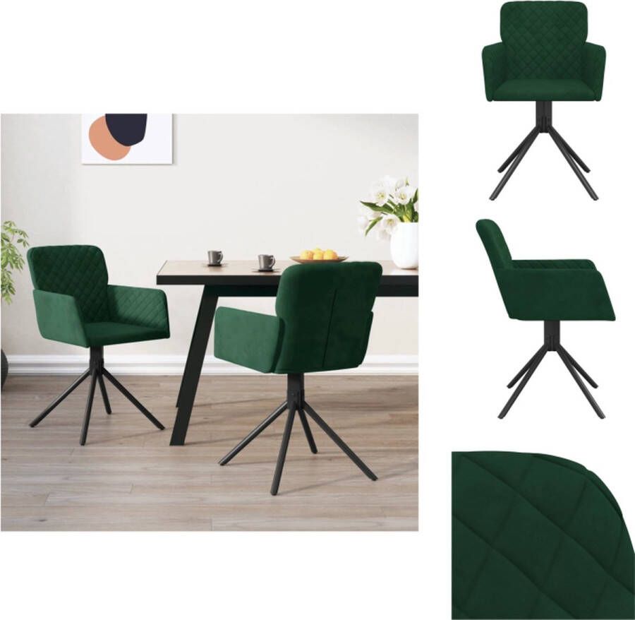 VidaXL Draaibare Eetkamerstoelen Donkergroen Fluweel 51.5 x 59 x 83.5 cm Ergonomisch Ontwerp Eetkamerstoel