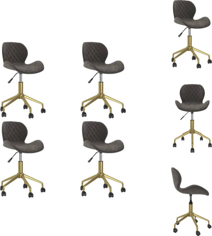 VidaXL Draaibare Eetkamerstoelen Fluweel 39x51x(76.5-84.5) cm 4 stuks Eetkamerstoel