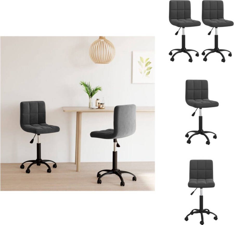 VidaXL Draaibare eetkamerstoelen fluweel 40 x 47 x (76 87.5) cm zwart Eetkamerstoel