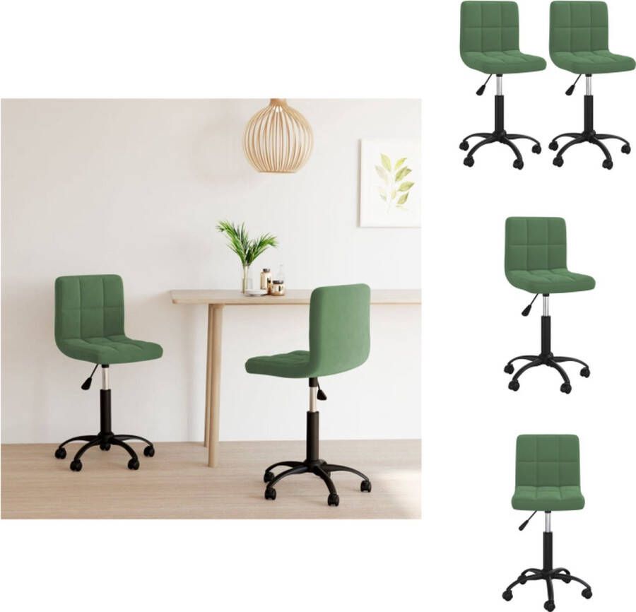 VidaXL Draaibare eetkamerstoelen fluweel donkergroen 40 x 47 x (76-87.5) cm (B x D x H) 360 graden draaibaar Eetkamerstoel