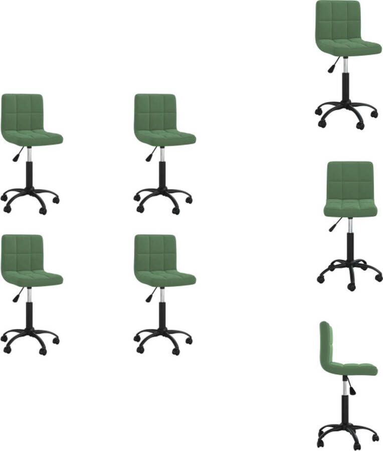 VidaXL Draaibare Eetkamerstoelen Fluweel Donkergroen 40x47x(76-87.5) cm Set van 4 Eetkamerstoel