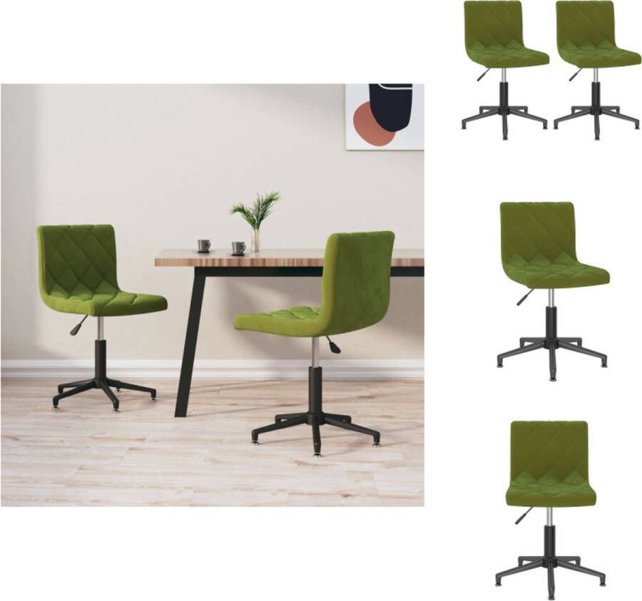 VidaXL Draaibare Eetkamerstoelen Fluweel Lichtgroen 40 x 43 cm Gasveermechanisme Eetkamerstoel