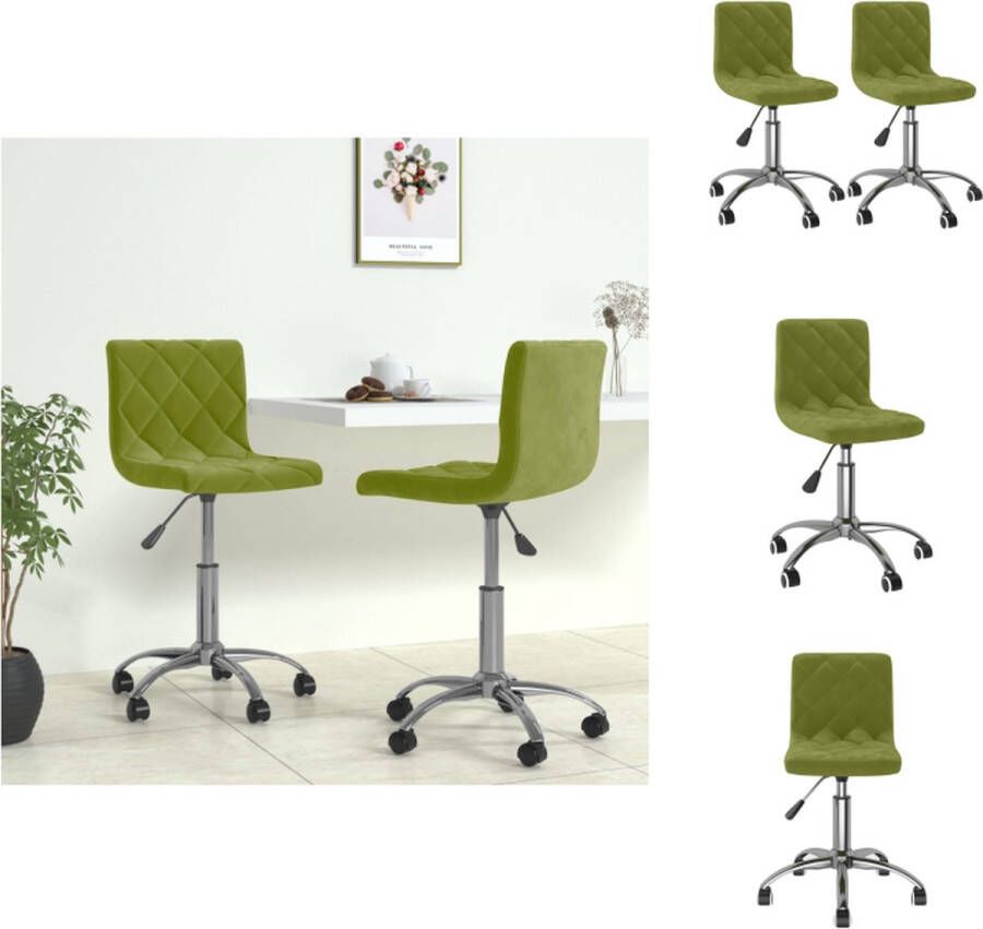 VidaXL Draaibare Eetkamerstoelen Fluweel Lichtgroen 40 x 43 x (76 87.5) cm Eetkamerstoel