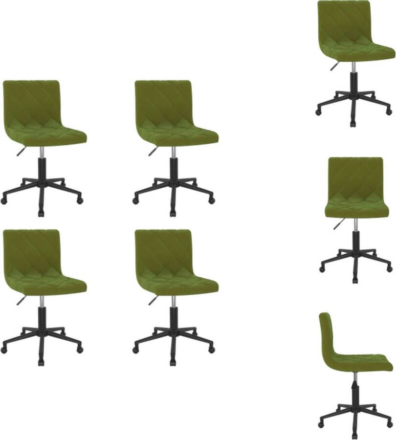VidaXL Draaibare Eetkamerstoelen Fluweel Lichtgroen 40 x 43 x (76-87.5) cm Eetkamerstoel