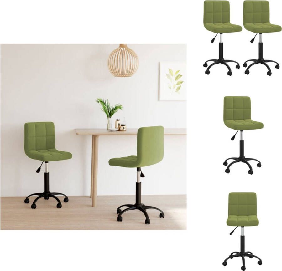 VidaXL Draaibare Eetkamerstoelen Fluweel Lichtgroen 40 x 47 x (76 87.5) cm Eetkamerstoel