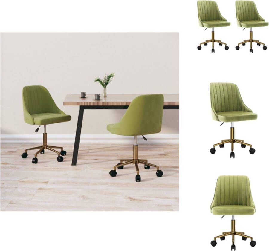 VidaXL Draaibare Eetkamerstoelen Fluweel Lichtgroen 51x56x98cm Verstelbaar Eetkamerstoel
