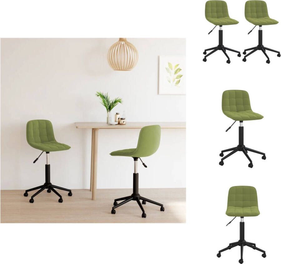 vidaXL Draaibare Eetkamerstoelen Fluweel Lichtgroen Gepoedercoat Staal 42.5 x 45 x (69-80.5) cm Eetkamerstoel