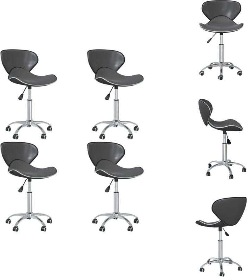 VidaXL Draaibare eetkamerstoelen Grijs 45.5 x 45 x (69 80.5) cm Verchroomd staal en kunstleer Set van 4 Eetkamerstoel