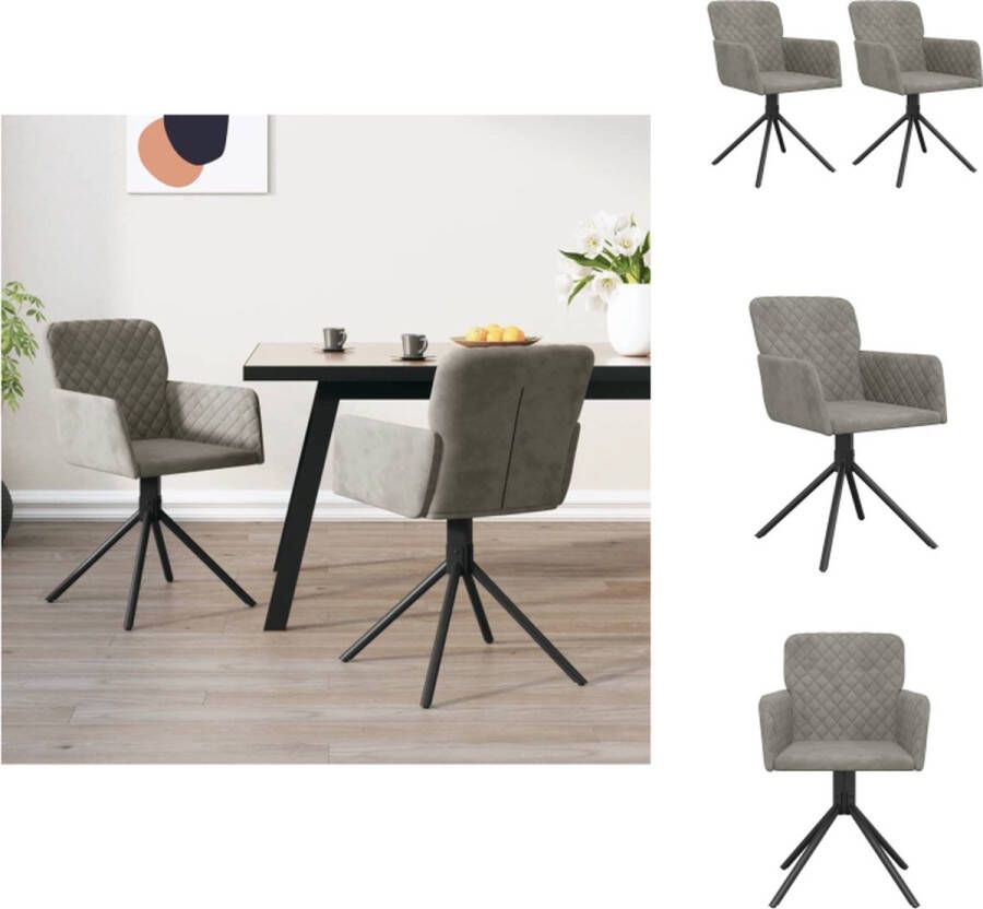 VidaXL Draaibare Eetkamerstoel Draaibare Eetkamerstoelen Eetkamerstoel Keukenstoel Eetkamerstoelen draaibaar 2 st fluweel lichtgrijs
