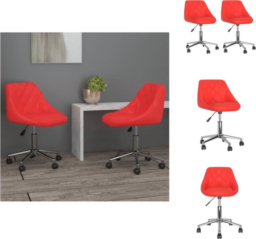 VidaXL Draaibare Eetkamerstoelen Rood 46 x 44 x (67.5-79) cm Verchroomd Staal en Kunstleer Eetkamerstoel