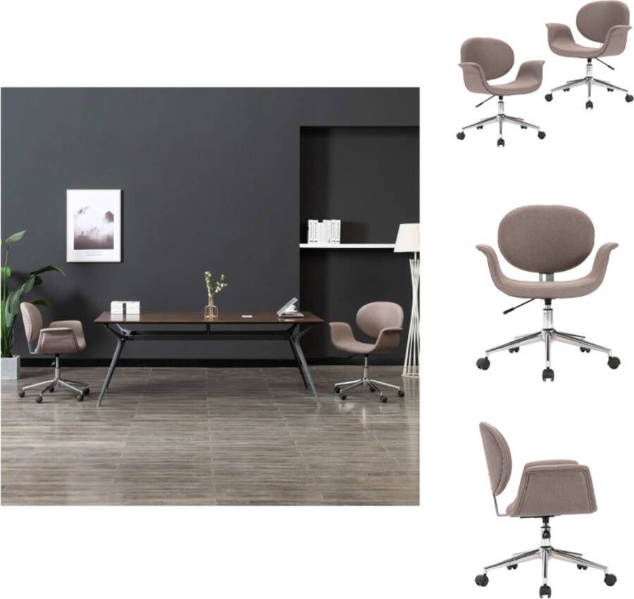 VidaXL Eetkamerstoel Eetkamerstoelen Keukenstoelen Keukenstoel Eetkamerstoelen draaibaar 2 st stof taupe - Foto 2