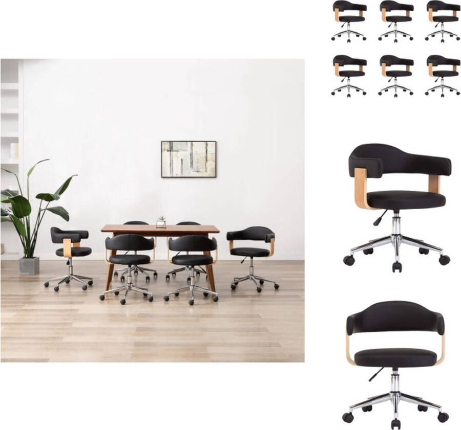 VidaXL Eetkamerstoel Eetkamerstoelen Keukenstoelen Keukenstoel Eetkamerstoelen draaibaar 6 st kunstleer zwart