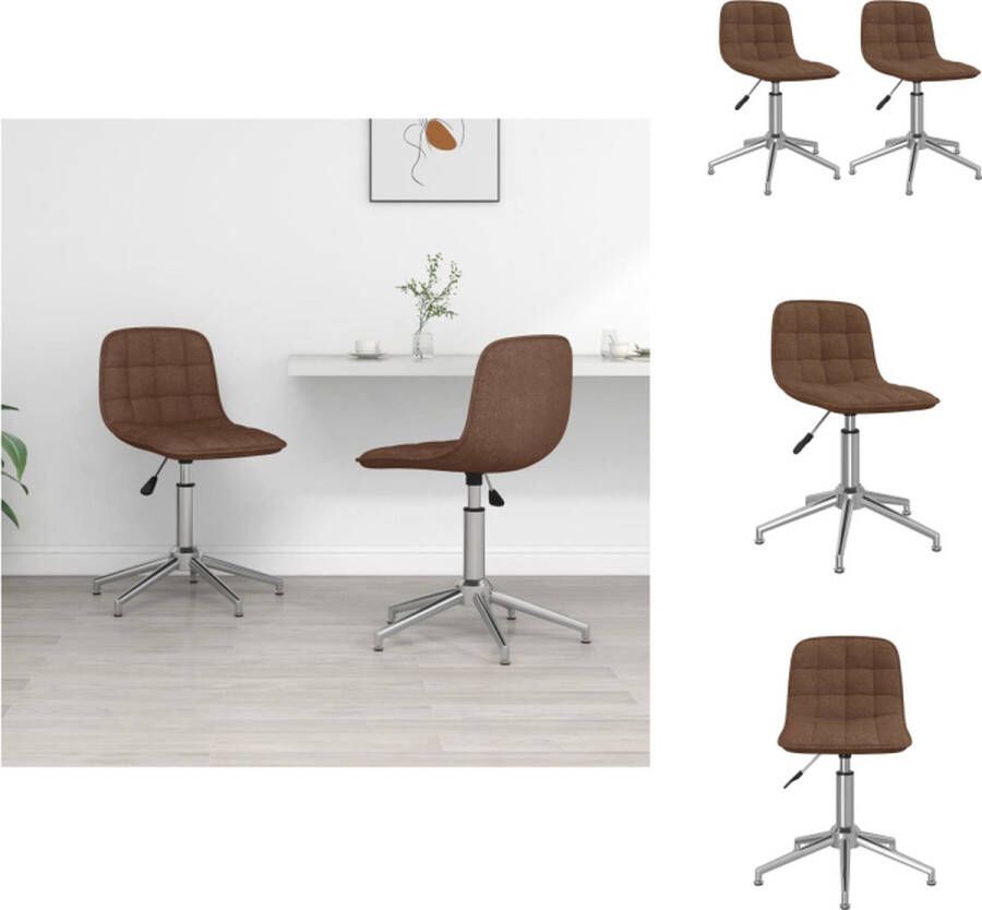 vidaXL Draaibare Eetkamerstoelen Stof Comfortabel en Duurzaam Bruin 42.5 x 45 x (68 82.5) cm Eetkamerstoel