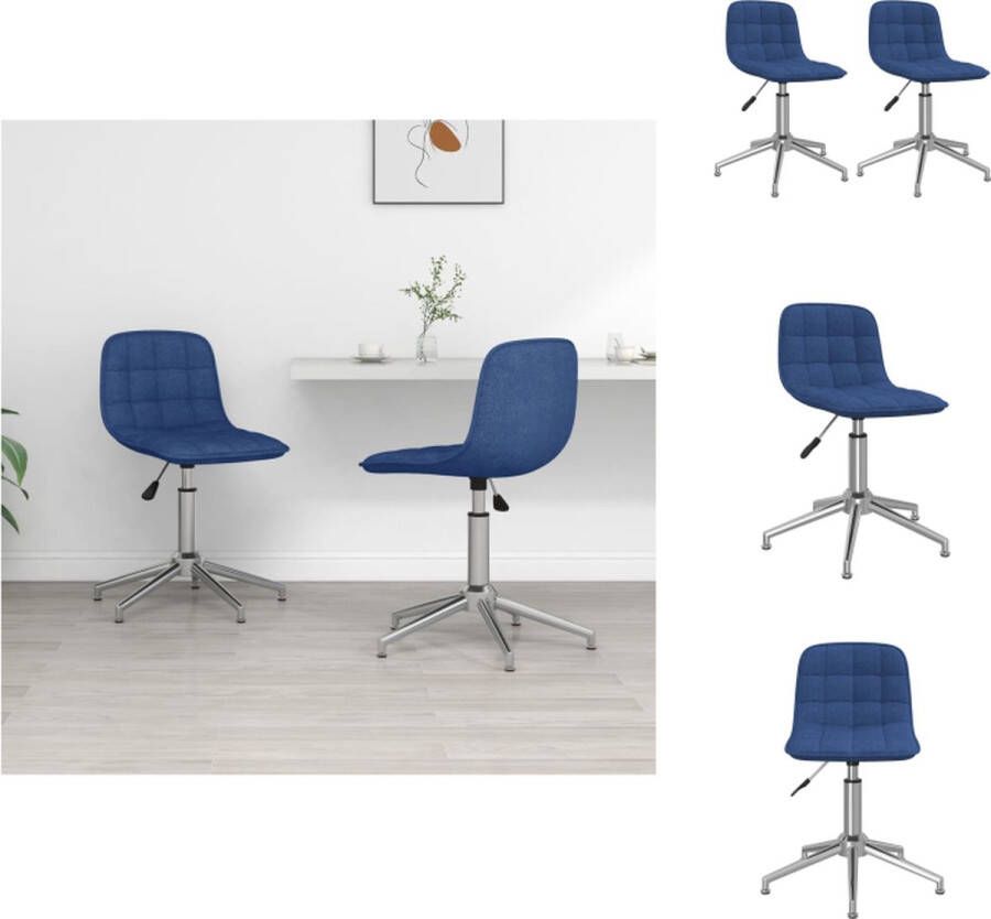 VidaXL draaibare eetkamerstoelen Stof Verchroomd staal Blauw 42.5 x 45 x (68 82.5) cm Eetkamerstoel