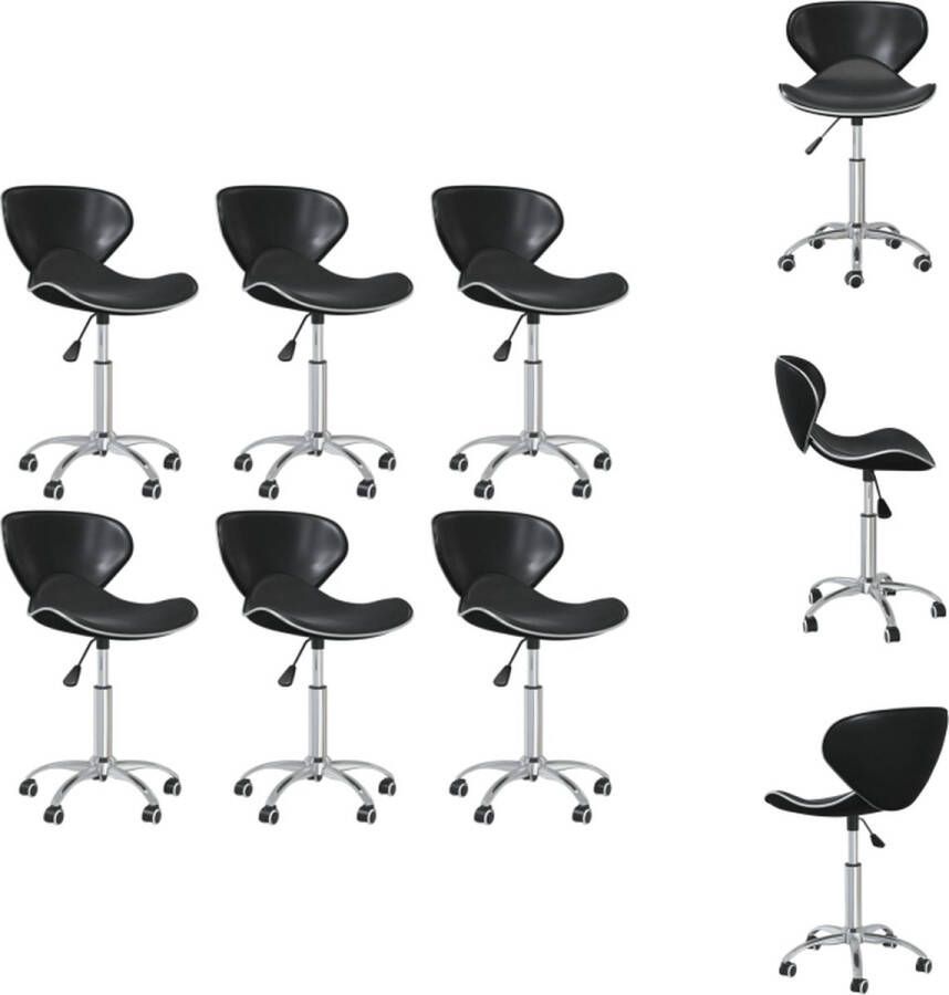 VidaXL Draaibare Eetkamerstoelen Zwart 45.5x45x(69-80.5)cm 6 stuks Eetkamerstoel