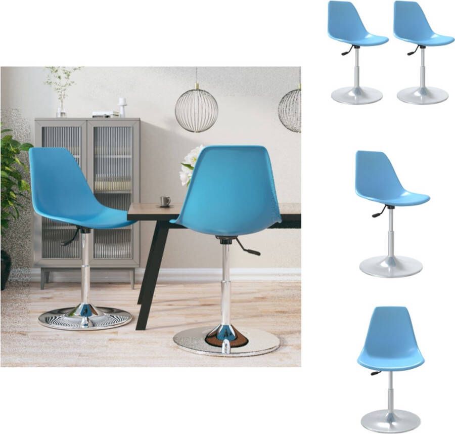 vidaXL Draaibare Eetstoelen Blauw 46 x 56 x (74 88) cm PP en verchroomd metaal Eetkamerstoel