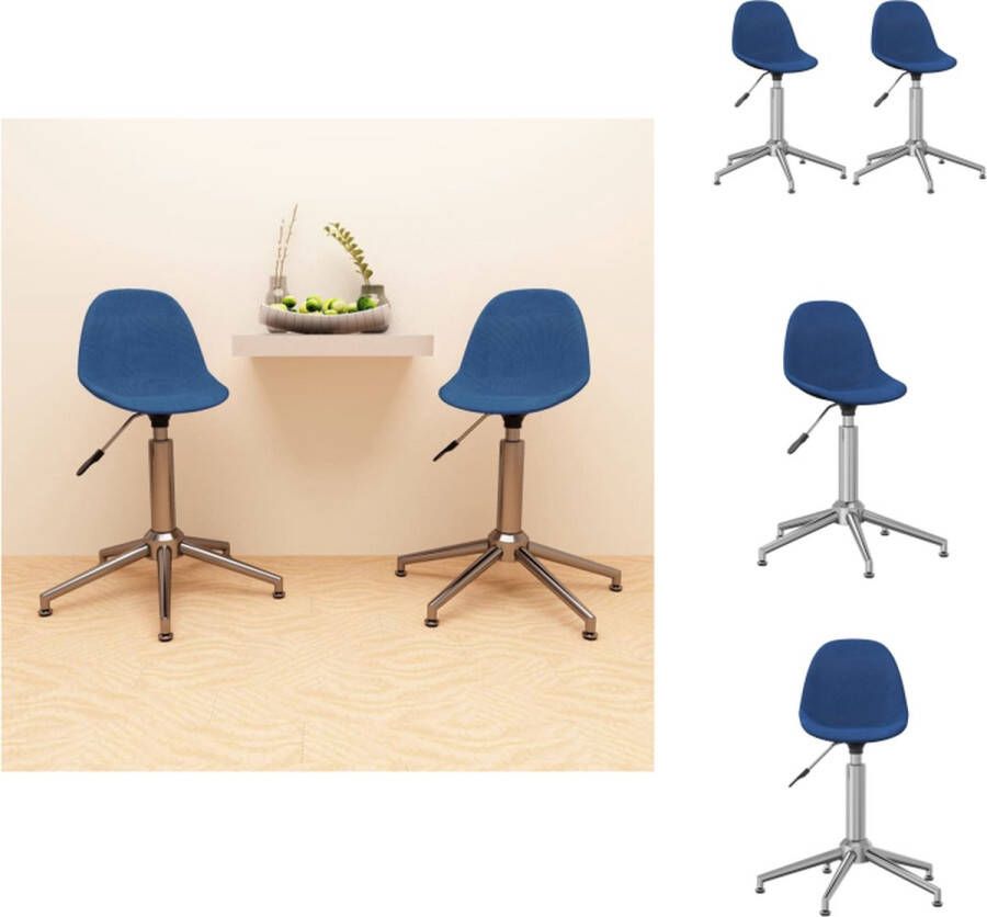 VidaXL Draaibare Eetstoelen Blauw stof 43x45x(72.5-97.5) cm Gasveermechanisme Eetkamerstoel
