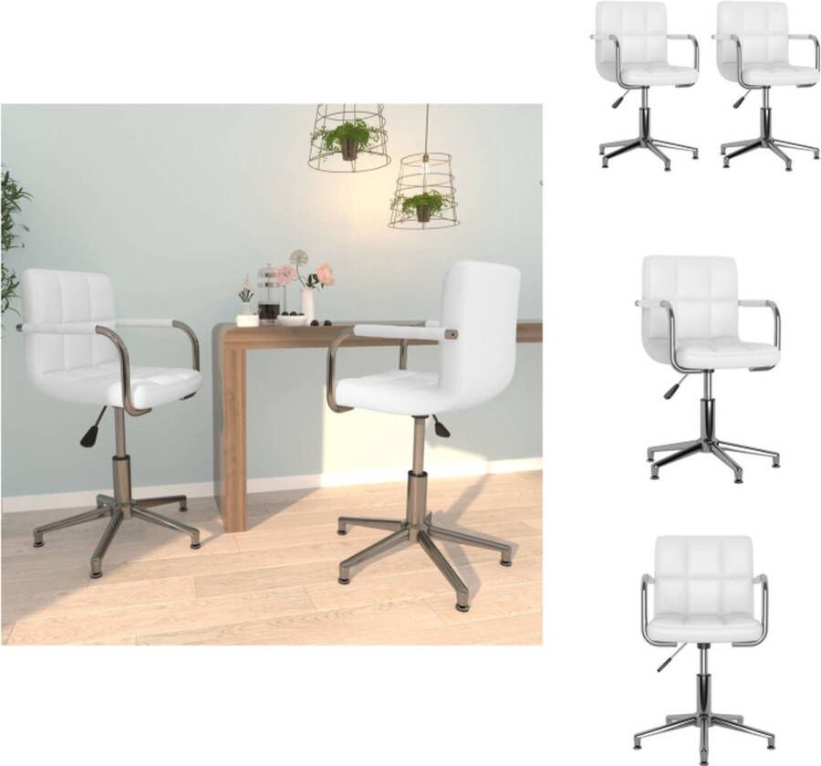 VidaXL Eetkamerstoel Eetkamerstoelen Keukenstoelen Keukenstoel Eetkamerstoelen draaibaar 2 st kunstleer wit - Foto 2