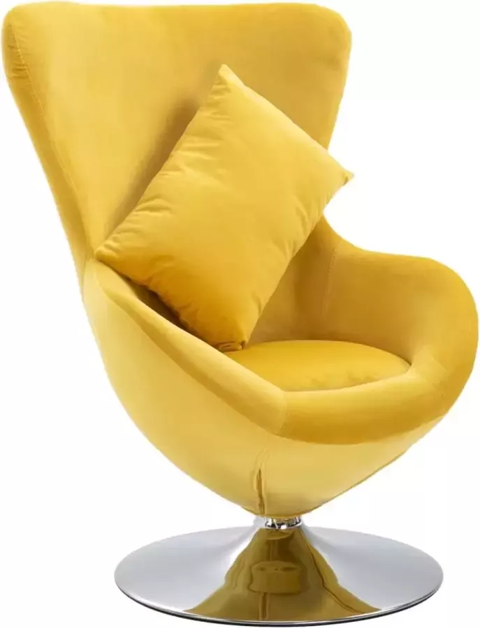 VidaXL Draaibare Egg Chair fauteuil met kussen geel fluweel
