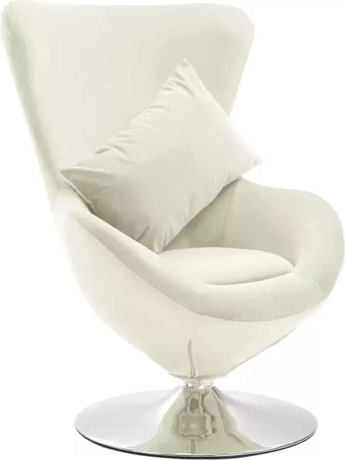 VidaXL Draaibare fauteuil Egg Chair met kussen crème fluweel