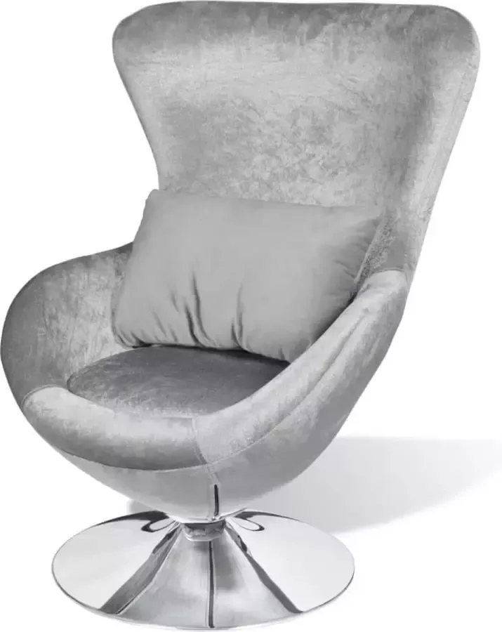 VidaXL Draaibare Fauteuil Egg Chair met kussen klein zilver fluweel