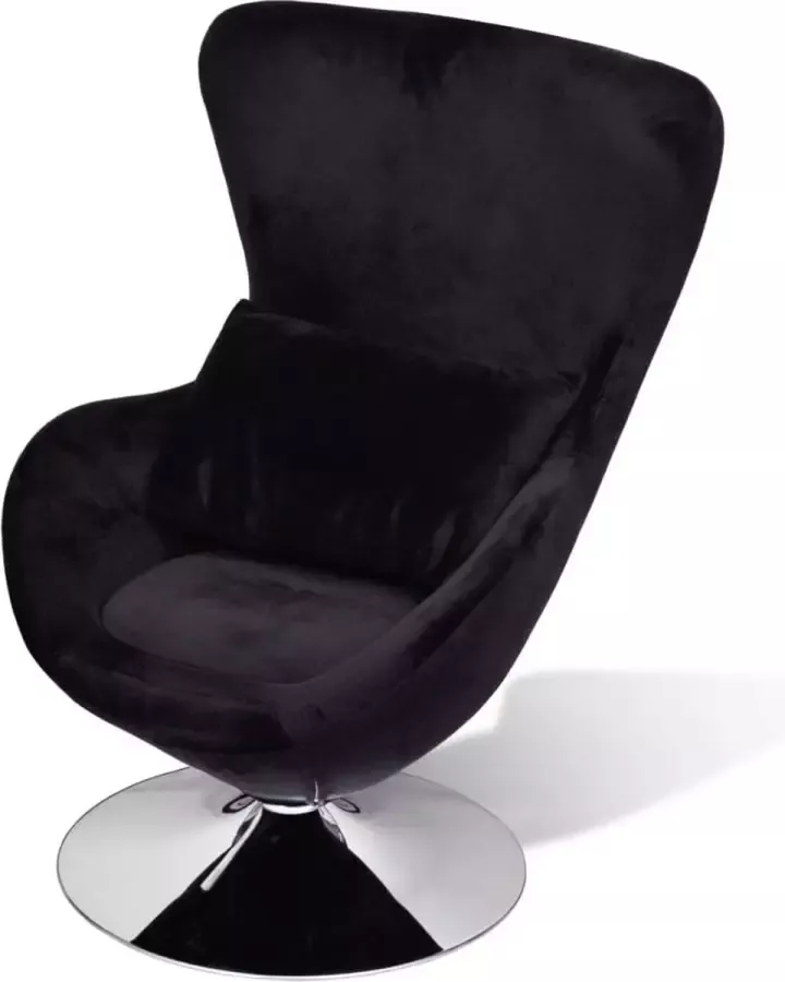 VidaXL Draaibare Fauteuil Egg Chair met kussen klein zwart fluweel