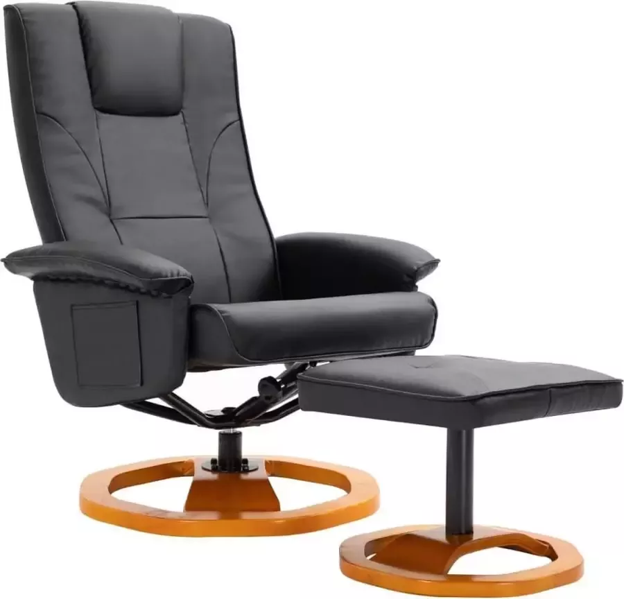 VidaXL Draaibare Fauteuil met voetenbank zwart kunstleer