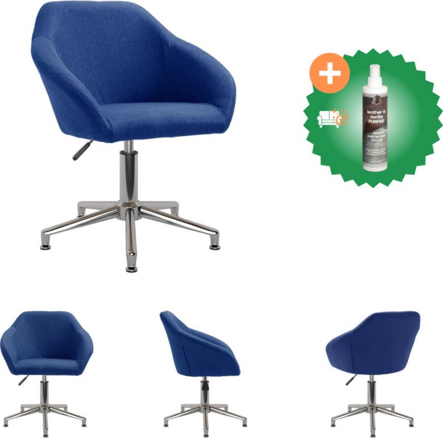 VidaXL Draaibare Kantoorstoel Blauw Stof 63 x 56 x (76-88) cm Bureaustoel Inclusief Reiniger