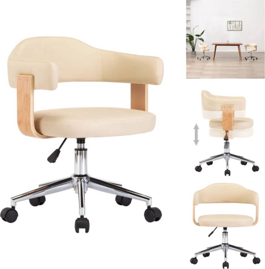 vidaXL Draaibare kantoorstoel Crème 49.5 x 51.5 x (94.5-115.5) cm Ergonomisch ontwerp Bureaustoel