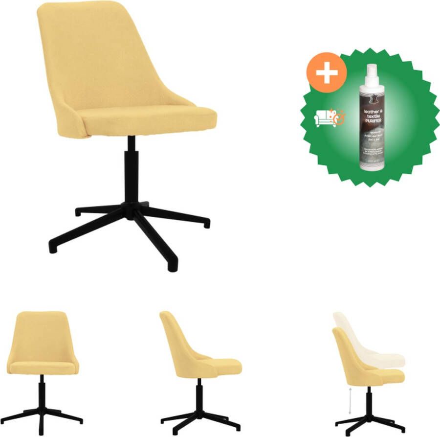 VidaXL Draaibare kantoorstoel Geel 51x56 cm Comfortabel en duurzaam Bureaustoel Inclusief Reiniger