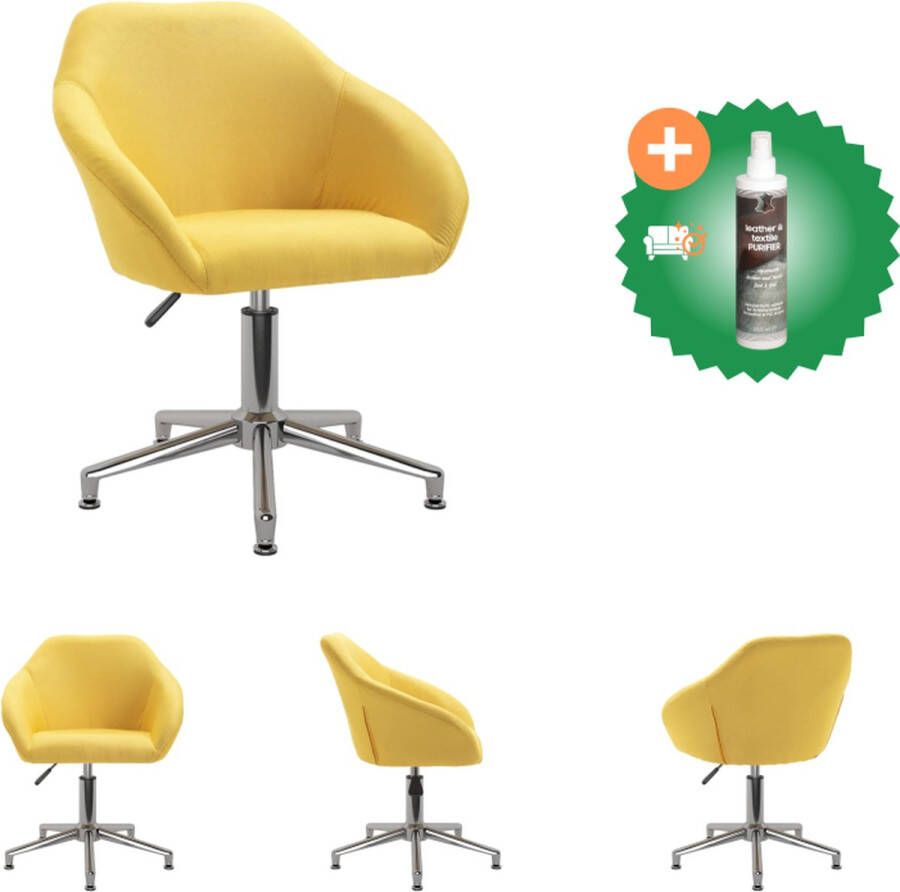 VidaXL Draaibare Kantoorstoel Geel 63 x 56 x (76-88) cm Stof (100% polyester) Bureaustoel Inclusief Reiniger