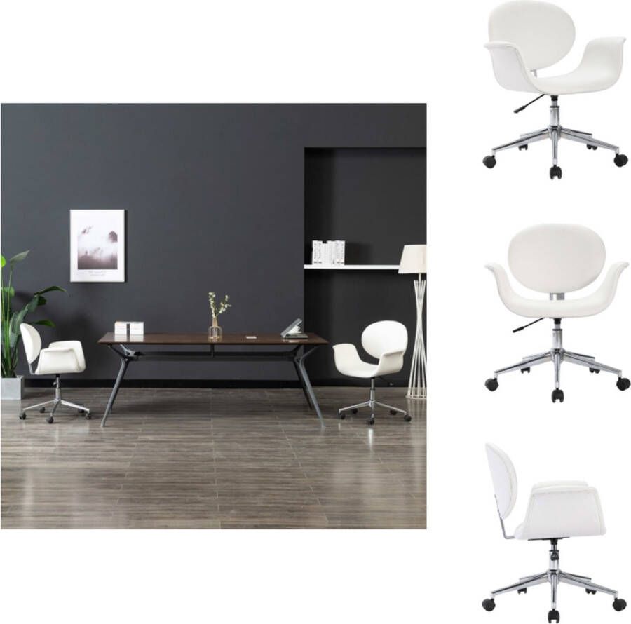 VidaXL Draaibare kantoorstoel Wit 67 x 62 x (80-87.5) cm Ergonomisch ontworpen Bureaustoel