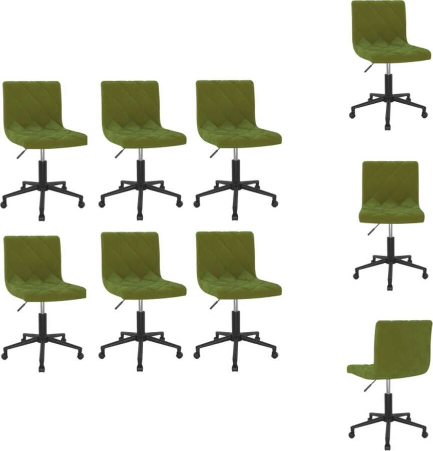 vidaXL Draaistoelen Eetkamerstoelen 40x43x(76-87.5)cm Lichtgroen Zwart Staal Eetkamerstoel