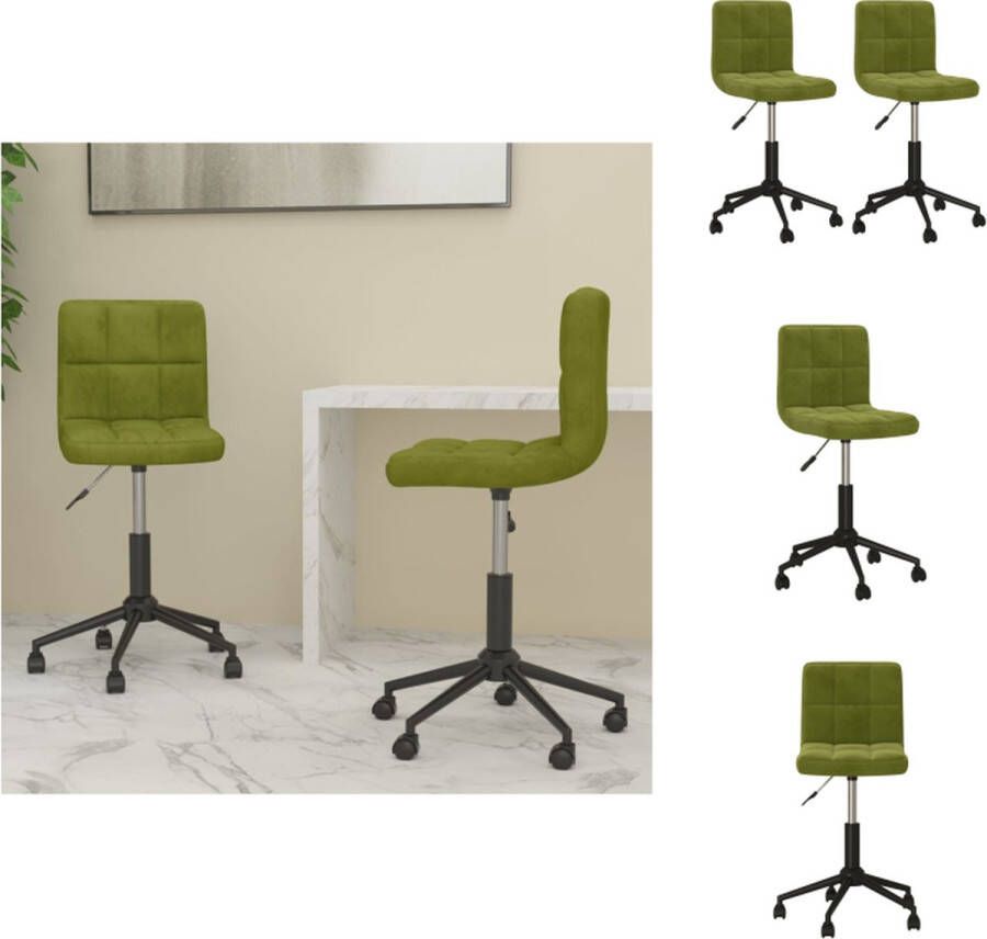 VidaXL Draaistoelen Eetkamerstoelen Verstelbaar Fluweel Lichtgroen 40 x 47 x (76-87.5) cm Set van 2 Eetkamerstoel