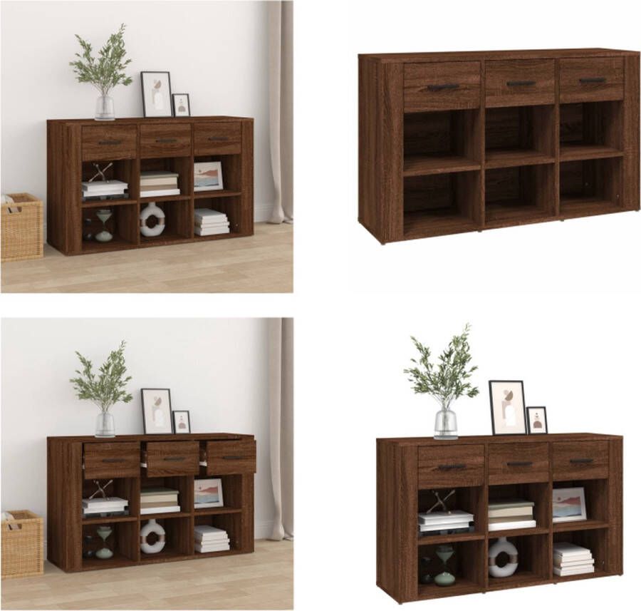 VidaXL Dressoir 100x30x59-5 cm bewerkt hout bruineikenkleurig Dressoir Dressoirs Kast Wandkast - Foto 2