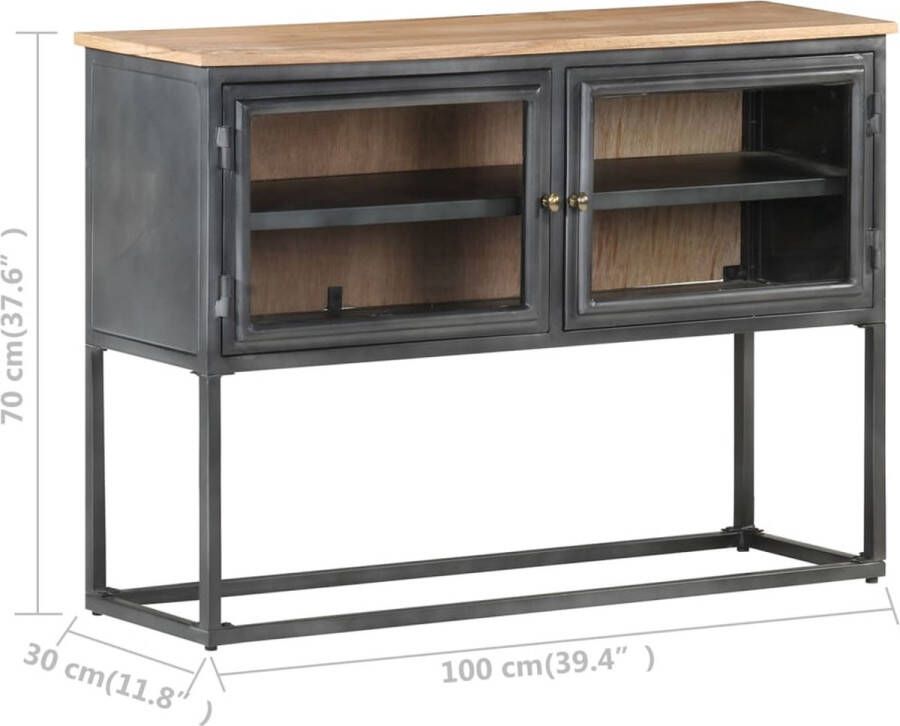 VidaXL -Dressoir-100x30x70-cm-massief-acaciahout-grijs - Foto 1