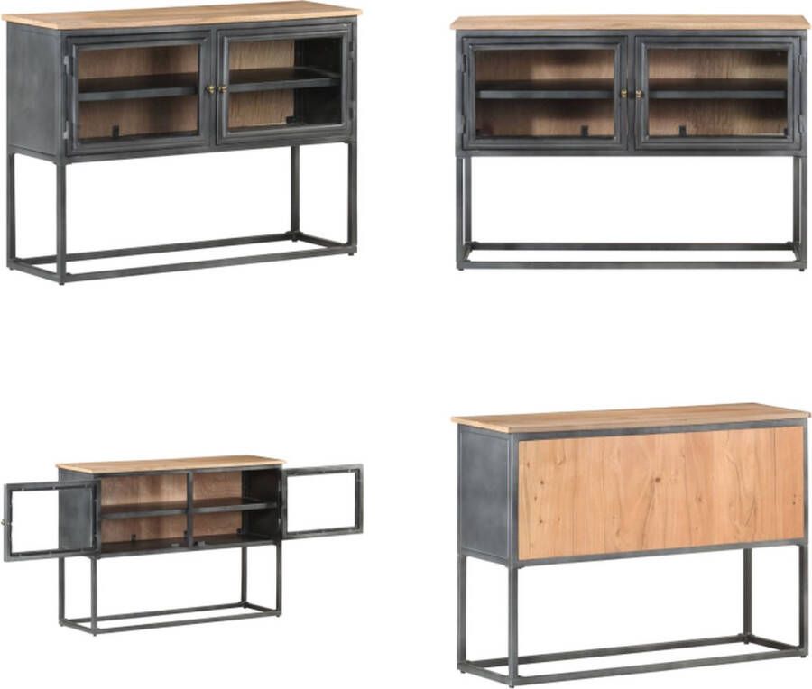 VidaXL Dressoir 100x30x70 cm massief acaciahout grijs Dressoir Dressoirs Kast Kasten - Foto 2