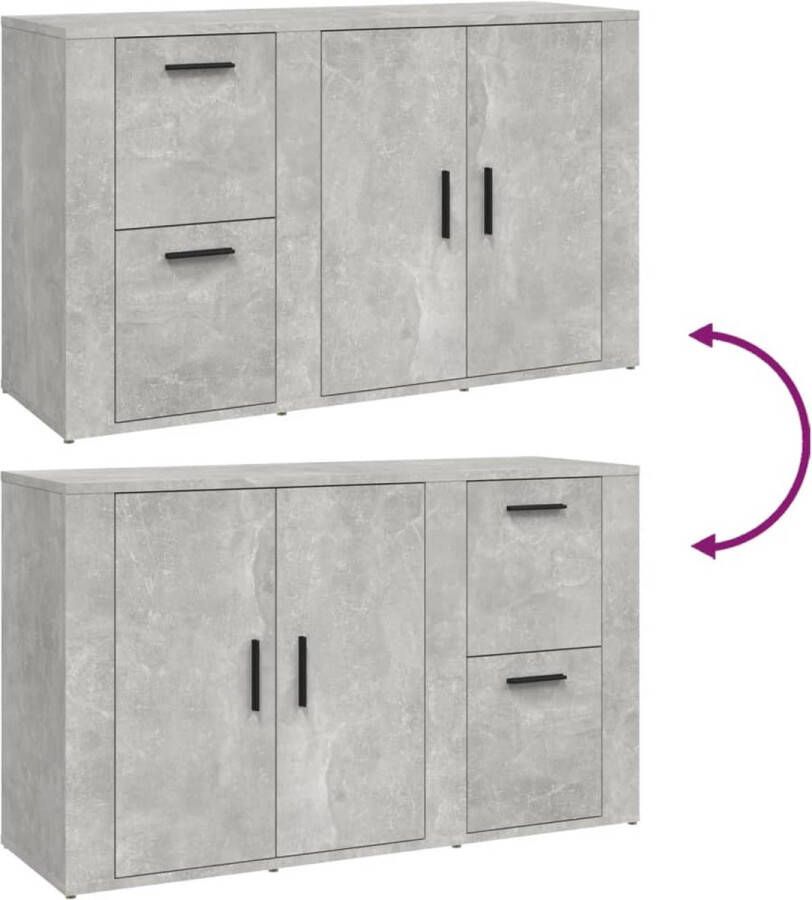 VidaXL -Dressoir-100x33x59 5-cm-bewerkt-hout-betongrijs