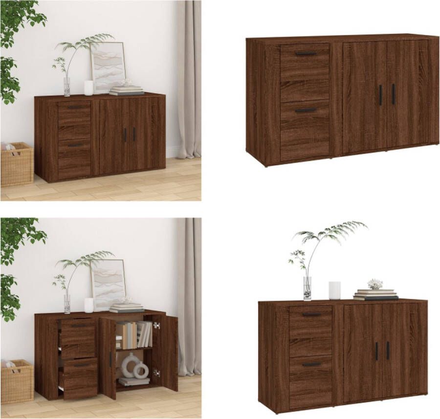 VidaXL Dressoir 100x33x59-5 cm bewerkt hout bruineikenkleurig Dressoir Dressoirs Kast Wandkast - Foto 2