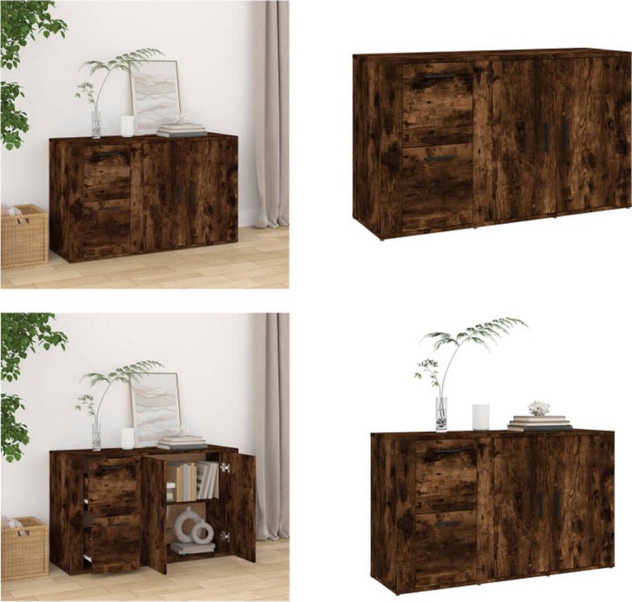 VidaXL Dressoir 100x33x59-5 cm bewerkt hout gerookt eikenkleurig Dressoir Dressoirs Kast Wandkast - Foto 2