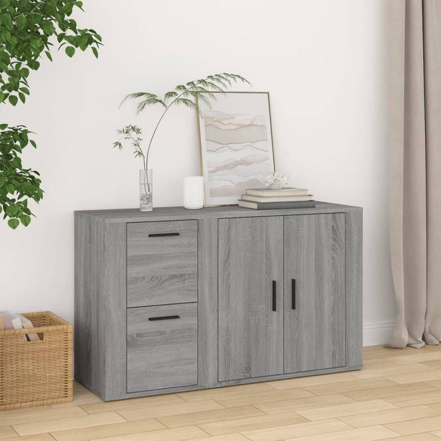 VidaXL -Dressoir-100x33x59 5-cm-bewerkt-hout-grijs-sonoma-eikenkleurig - Foto 3