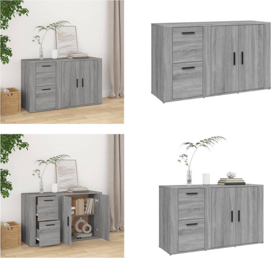VidaXL Dressoir 100x33x59-5 cm bewerkt hout grijs sonoma eikenkleurig Dressoir Dressoirs Kast Wandkast - Foto 2