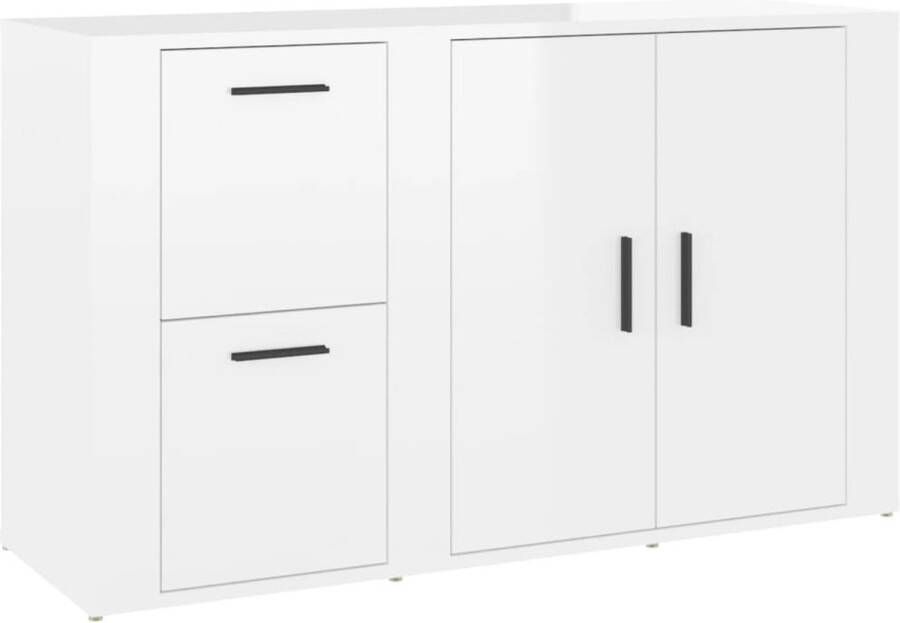VidaXL -Dressoir-100x33x59 5-cm-bewerkt-hout-hoogglans-wit - Foto 5