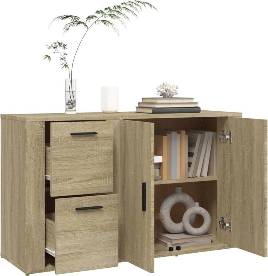 VidaXL -Dressoir-100x33x59 5-cm-bewerkt-hout-sonoma-eikenkleurig