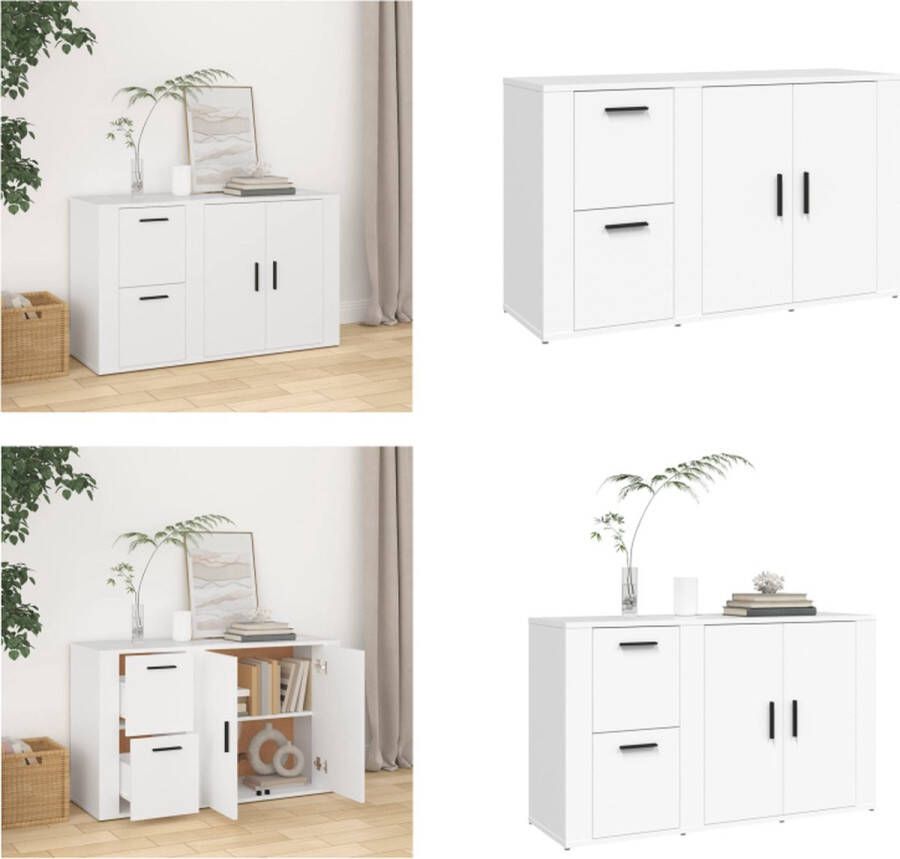 VidaXL Dressoir 100x33x59-5 cm bewerkt hout wit Dressoir Dressoirs Kast Wandkast - Foto 2